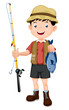 fisherman with fish vector illustration