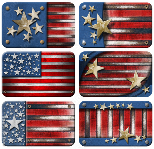 Illustration: Set of USA Grunge Flags Set of USA Grunge Flags