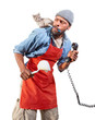 Foto: Man and a cat having a disagreement Man and a cat having a disagreement