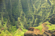 The Na Pali coast of the Hawaiian island of Kauai from the sea.