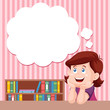 Cartoon girl thinking with white bubble for text