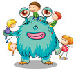 kids playing with monster