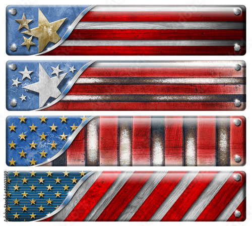 Illustration: Set of USA Grunge Flags with clipping path Set of USA Grunge Flags with clipping path