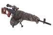 camouflaged sniper rifle with optic sight