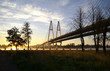 Foto: Cable-braced bridge across the river Neva Cable-braced bridge across the river Neva