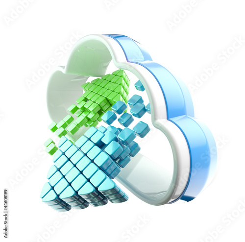Illustration: Cloud computing technology icon emblem Cloud computing technology icon emblem