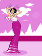 Vector Clip Art Illustration of a Sexy Female Sailor Pinup retro
