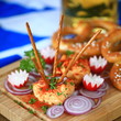 traditionelle bayrische Brotzeit - weiß blau