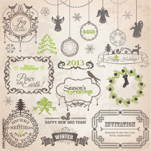 Vector: Vector Set: Christmas Calligraphic Design Elements and Page Deco Vector Set: Christmas Calligraphic Design Elements and Page Deco
