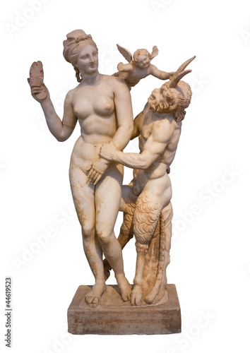 Photo: Statue of Aphrodite, Pan and Eros (100 B.C.) from Delos, Greece Statue of Aphrodite, Pan and Eros (100 B.C.) from Delos, Greece