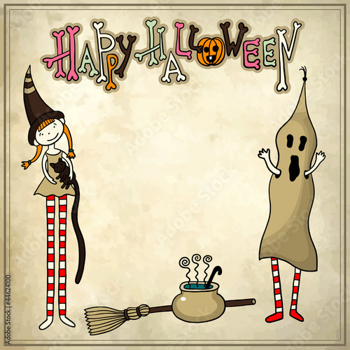 Vector: halloween sketchy drawing pattern with grunge background halloween sketchy drawing pattern with grunge background
