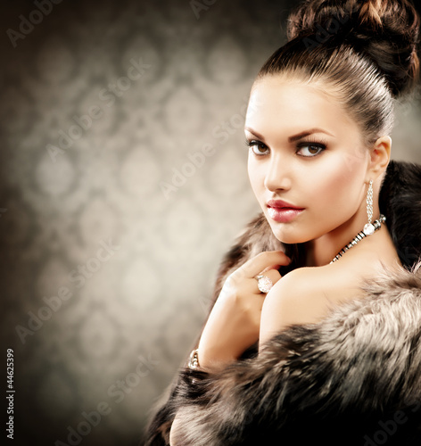 Photo: Beautiful Woman in Luxury Fur Coat Beautiful Woman in Luxury Fur Coat