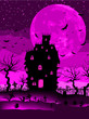 Scary halloween vector with magical abbey. EPS 8
