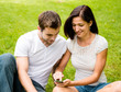 Young couple with smartphone