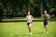 Jogging together - young couple running