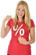 Junge Frau im Sale-Shirt