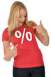 Junge Frau im Sale-Shirt