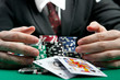 businessman, won all jackpots and takes all the chips