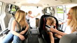 Blonde Caucasian Family Ready Car Road Trip