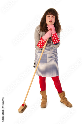 Photo: Housewife with scrobbing tool Housewife with scrobbing tool