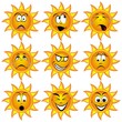 Sonne mit lustigen Gesichtern