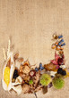 Autumn border on jute