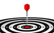 Dart in bull's eye of lined dartboard