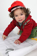 Little boy dressed as foreman
