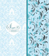 blue elegant damask wedding invitation