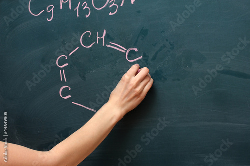 Photo: Chemical formulas on the blackboard Chemical formulas on the blackboard