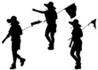 Girl in hat white flag