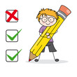 Boy filling a questionnaire