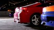 Few car with colorful sport design ride backward lit