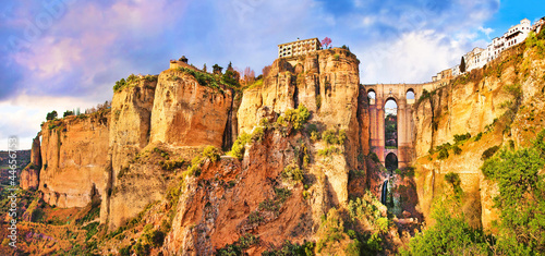 Photo: Panoramic view of the city of Ronda at sunset, Andalusia, Spain Panoramic view of the city of Ronda at sunset, Andalusia, Spain