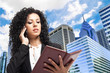 Busy businesswoman portrait
