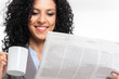 Woman reading newspaper