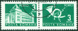 stamp printed in Romania shows Central Post Office building
