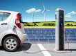 E-Car mit Solartankstelle und Windkraft