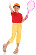 little girl with plays tennis
