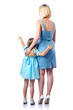 Foto: Happy mom and daughter on white Happy mom and daughter on white