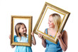 Photo: Happy mom and daughter on white Happy mom and daughter on white