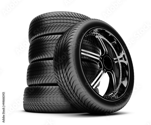 Illustration: 3d tires isolated on white background 3d tires isolated on white background
