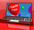 Thank You Balloon On Computer As Online Thanks Message