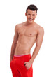 muscular male shirtless with hands in pocket