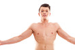 sexy muscular macho man posing shirtless