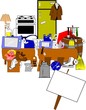 yard and garage sale of used goods and junk