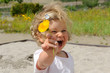 happy girl with flower