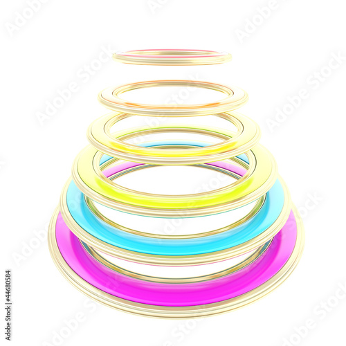 Illustration: Abstract construction made of rainbow colored circles Abstract construction made of rainbow colored circles