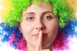Woman with clown hair