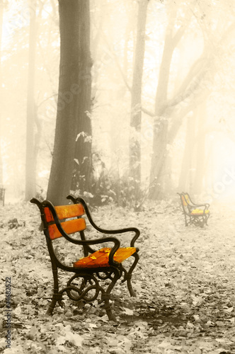 Photo: Vintage red benches Vintage red benches